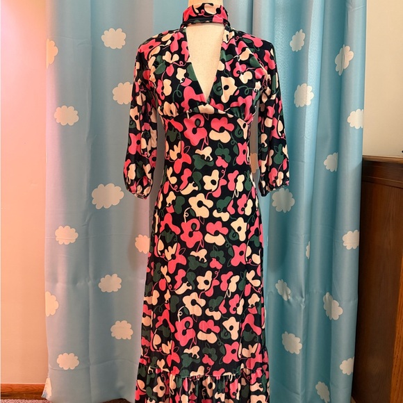 Anthropologie Floral Maxi Dress - Pink, Green, Black - Picture 8 of 8